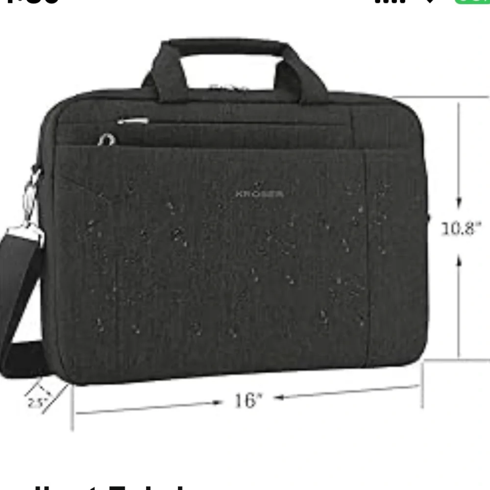 KROSER NWOT 15.6” Laptop Briefcase Water Repellant Work Bag w/ STRAP.